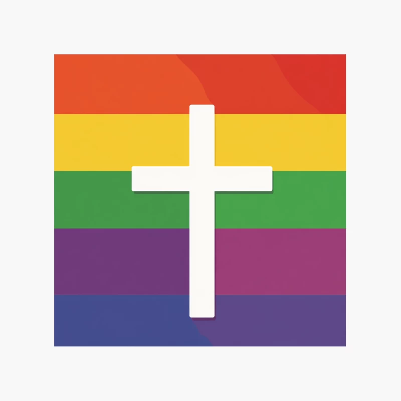 Christian Cross on Rainbow Pride Flag: Religious LGBTQ Symbolism Cotton Tote Bag