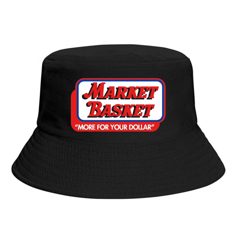 Vintage Market Basket Supermarket Logo with Slogan "More For Your Dollar" Bucket Hat