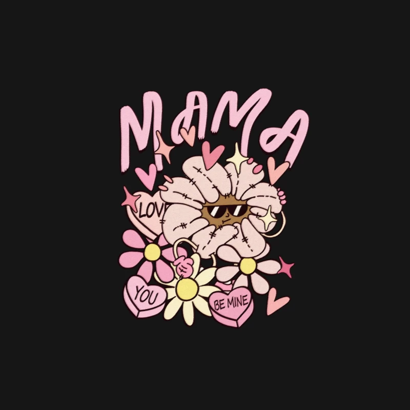 Lustige Mama Blume mit Herzen Damen Langarm T-Shirt