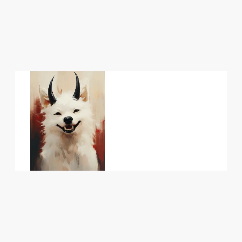 Mischievous White Devil Dog: A Playful Digital Portrait Coffee Mug