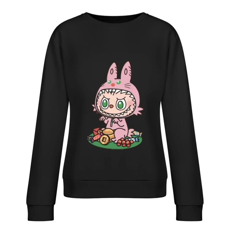 Kleines Monster im Hasenkostüm mit Süßigkeiten Damen Pullover Sweatshirt