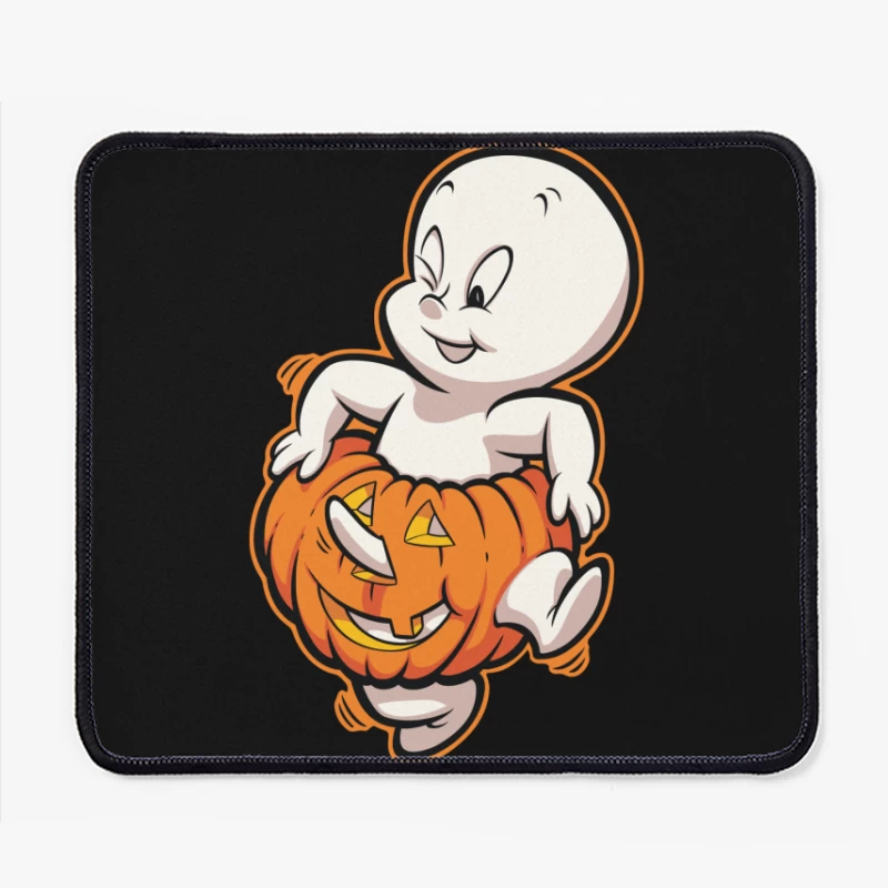 Casper the Friendly Ghost in a Pumpkin Costume Mouse Pad