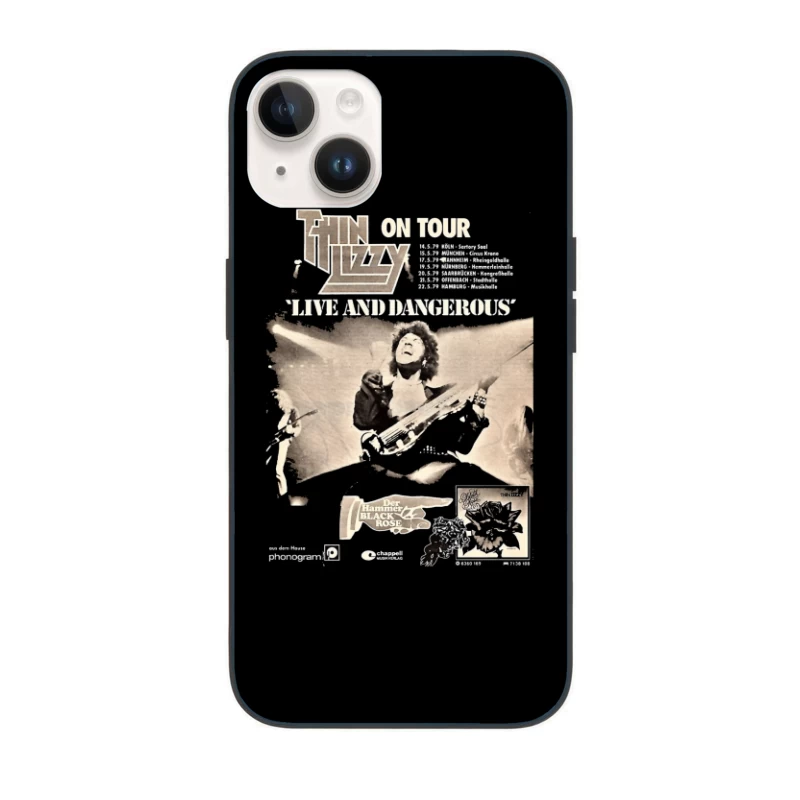 Vintage Thin Lizzy "Live and Dangerous" Tour Concert Poster iPhone Case