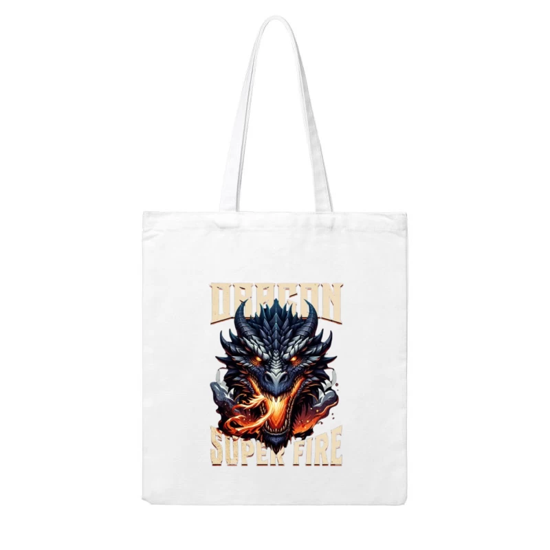 Menacing Dragon Head with Super Fire Flames Cotton Tote Bag