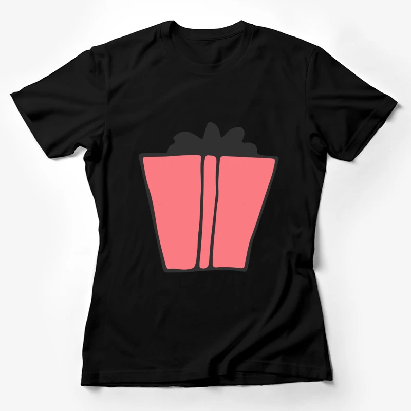 Cadeau rose avec ruban noir Femme T-Shirt