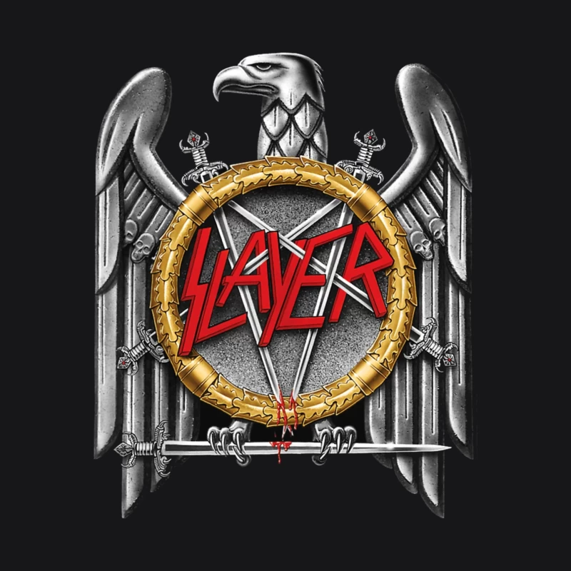 Slayer Metal Band Eagle Emblem with Crossed Swords Female Pullover Hoodie