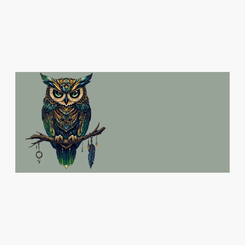 Ornate Colorful Owl Art on Branch Coffee Mug