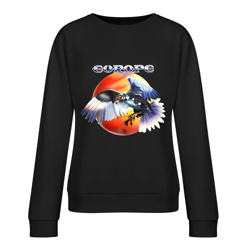 Europe Band Logo with Majestic Eagle Against Sunset Female Pullover Sweatshirt