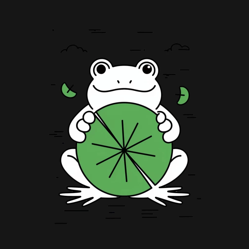 frog lily pad cartoon cute simple drawing green nature Male T-Shirt