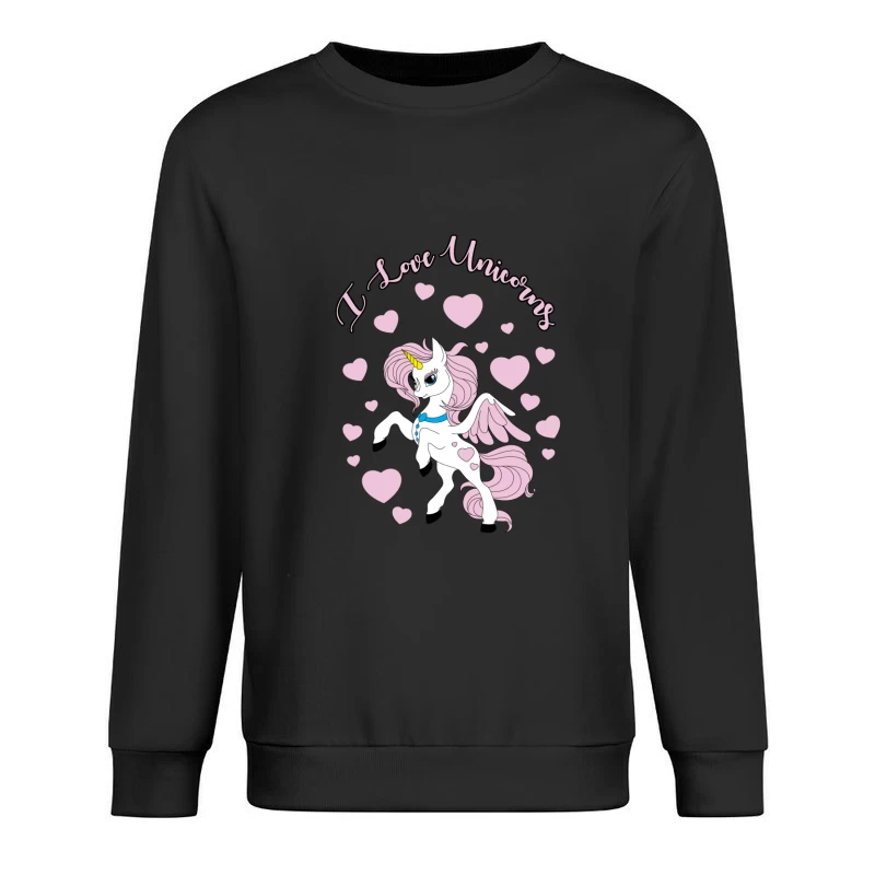Niedliches Einhorn-Design mit Herzen Herren Pullover Sweatshirt