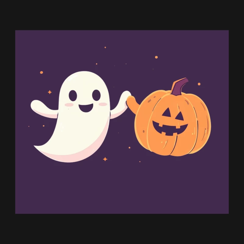Cute Cartoon Halloween Ghost and Jack-o'-Lantern Mouse Pad