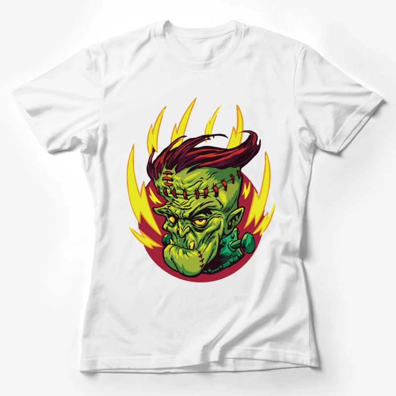 Colorful Cartoon Frankenstein Monster Illustration Female T-Shirt