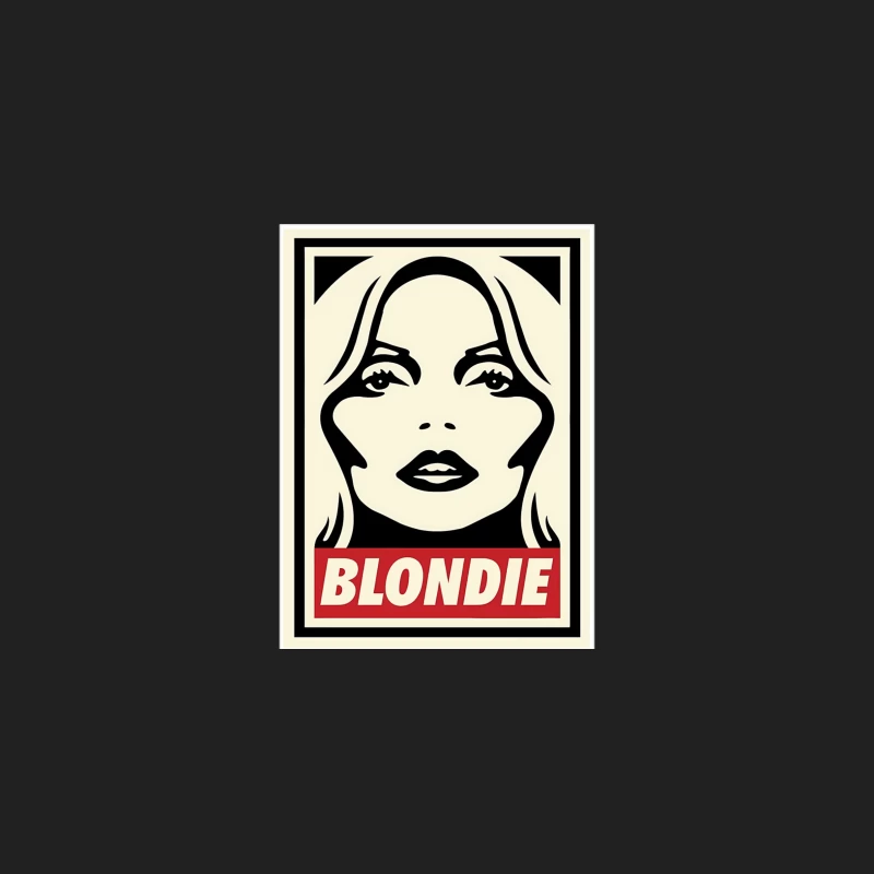 Stylized Pop Art Blondie Band Poster in Black and White with Red Text Bucket Hat