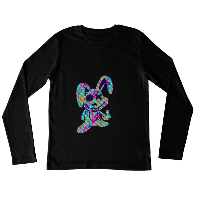 Bunter Graffiti-Hase Damen Langarm T-Shirt