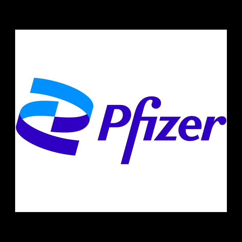 Pfizer Pharmaceutical Company Logo in Blue and Purple Tapestry