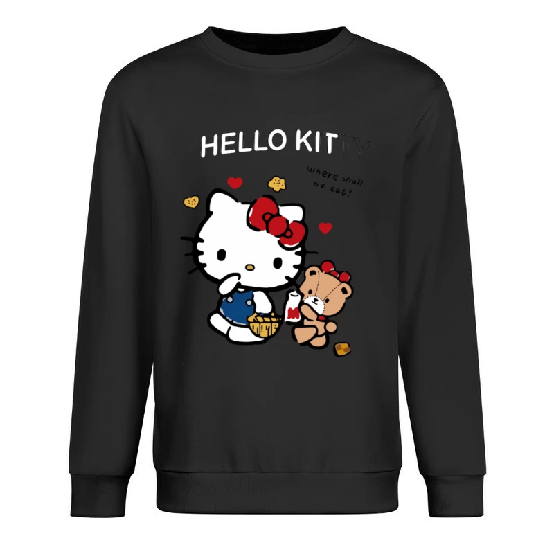 Hello Kitty und Teddy-Picknick Herren Pullover Sweatshirt