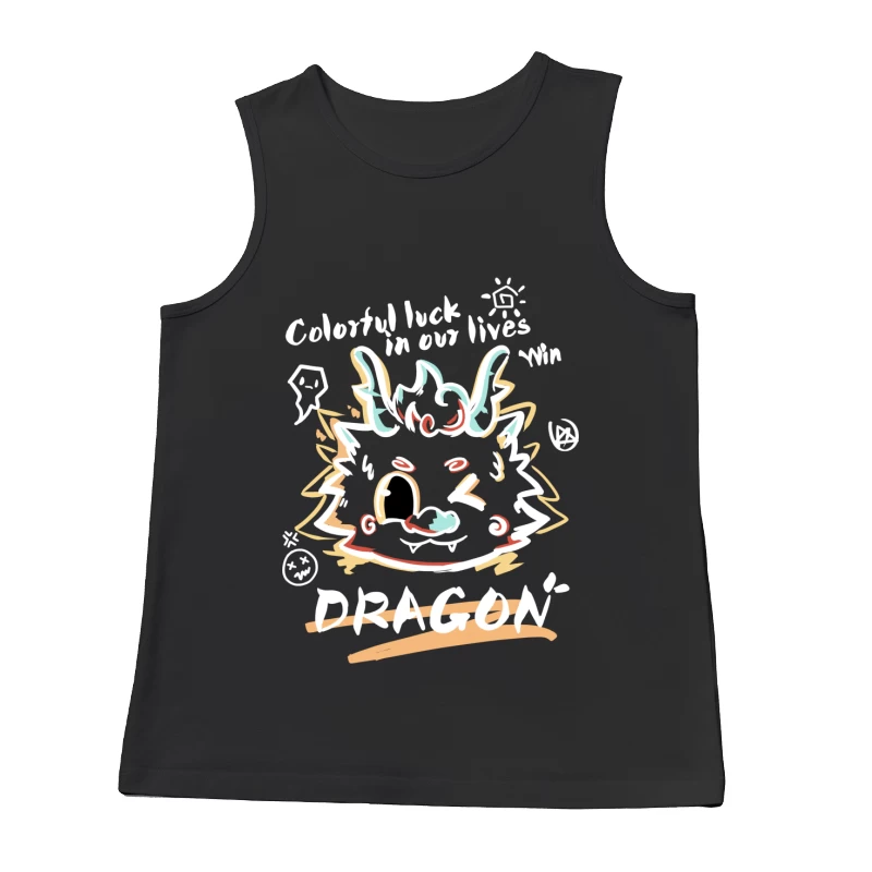 Bunter Glücksdrache Kunstdesign Herren Tanktops