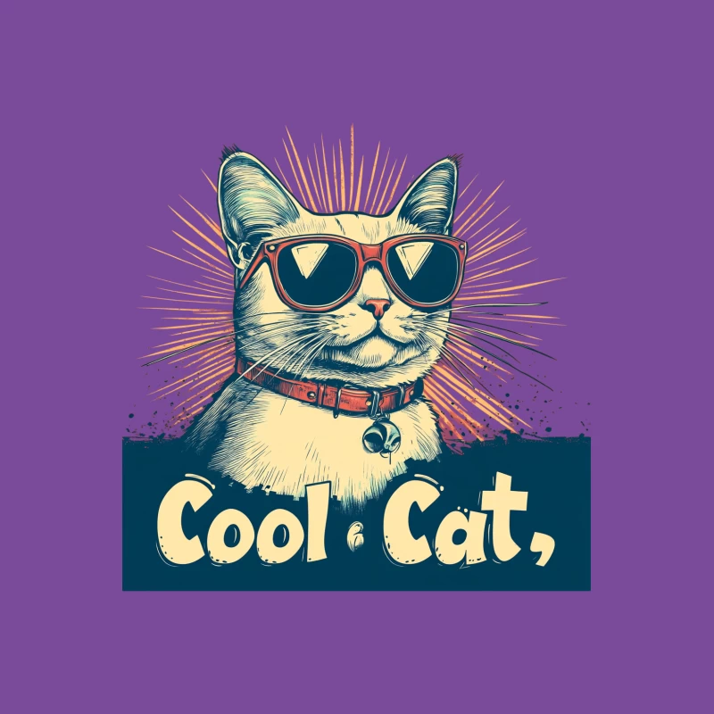 Cool Cat: Stylish Feline Illustration with Sunglasses Male T-Shirt