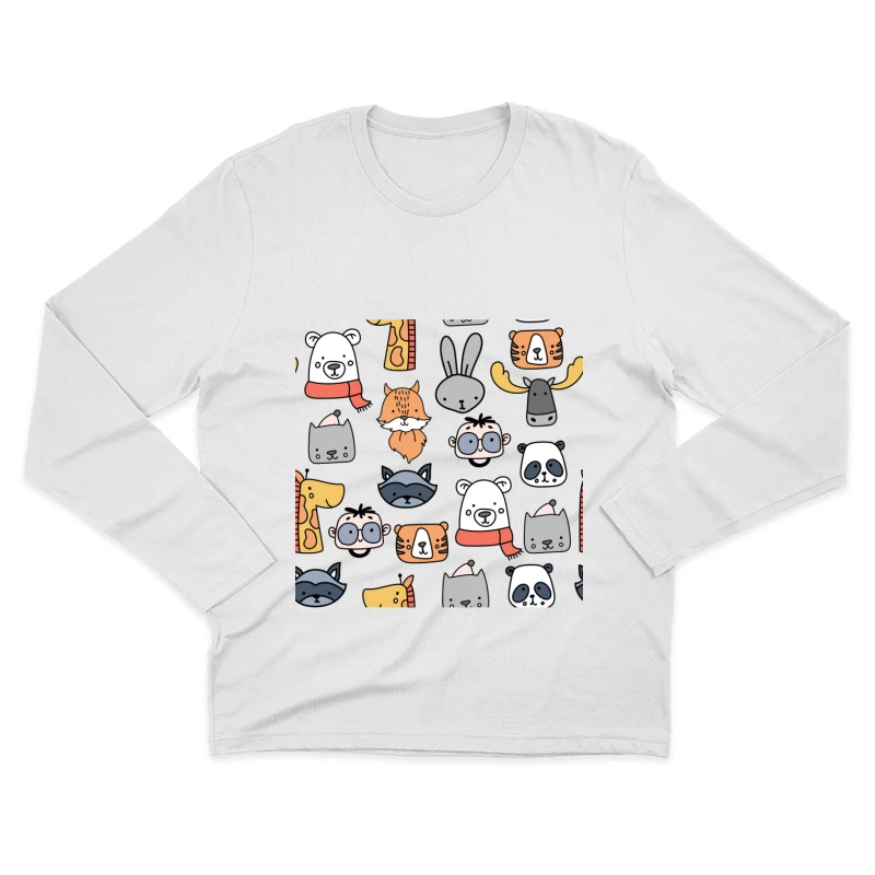 Motifs d'animaux adorables et colorés Homme Manches Longues T-Shirt
