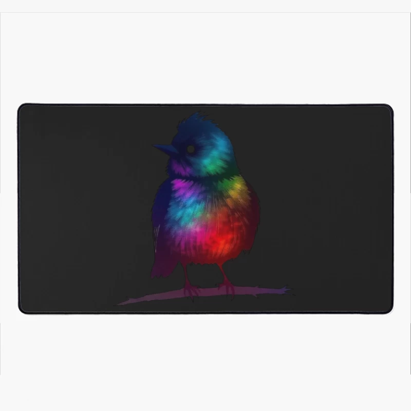 Rainbow Fantasy Bird Silhouette Art Desk Mat