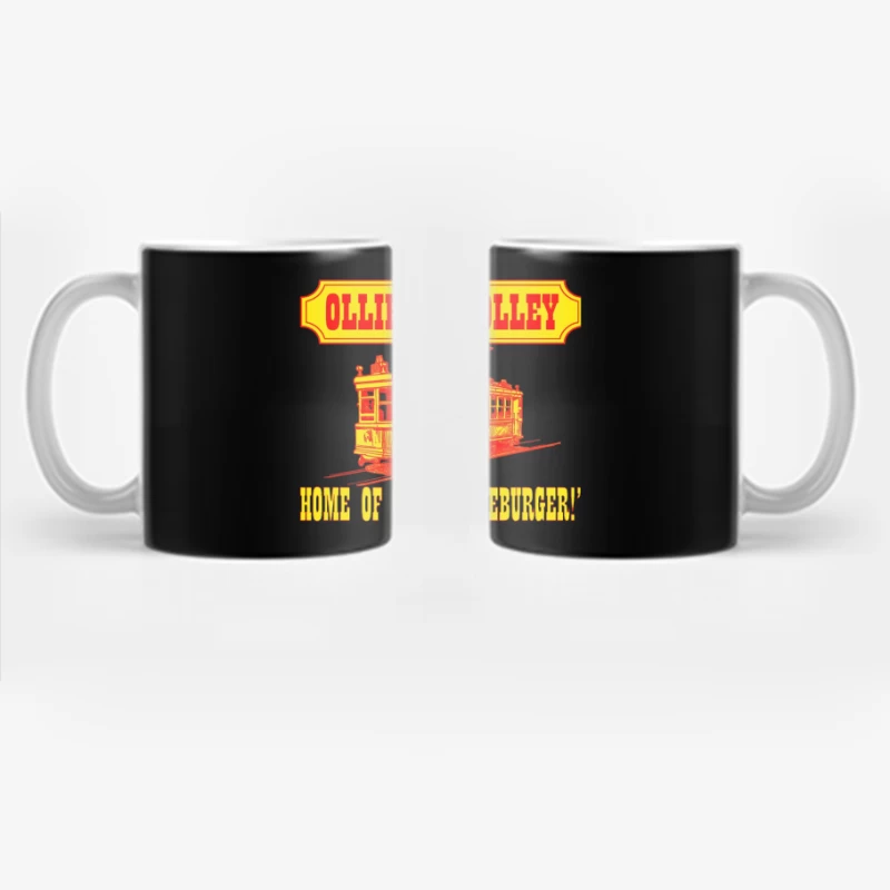 Vintage Ollie's Trolley Restaurant Logo with Classic Streetcar Design Coffee Mug