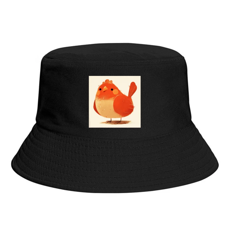 Cute Red Robin Bird Illustration Bucket Hat