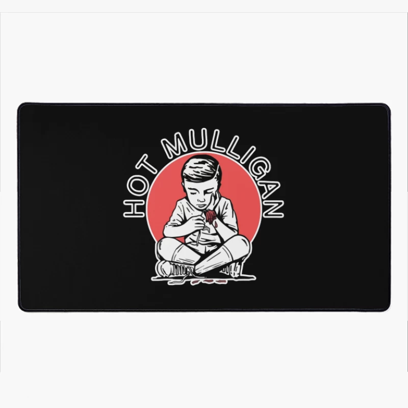 Hot Mulligan Band Logo with Retro Illustration Desk Mat