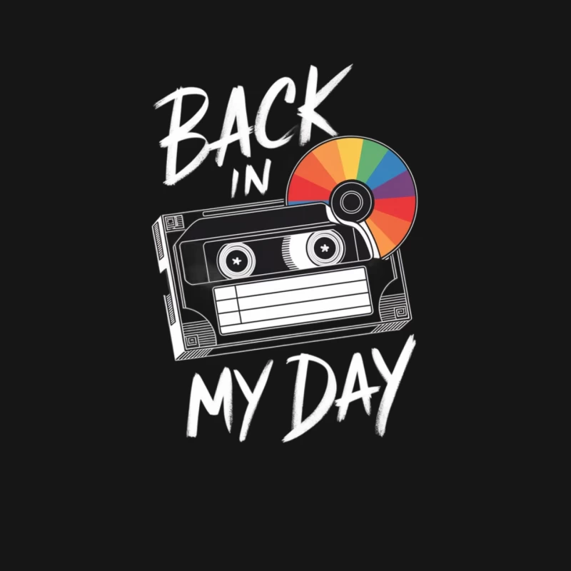 Retro Music Nostalgia with Cassette and Rainbow CD Male Long Sleeve T-Shirt