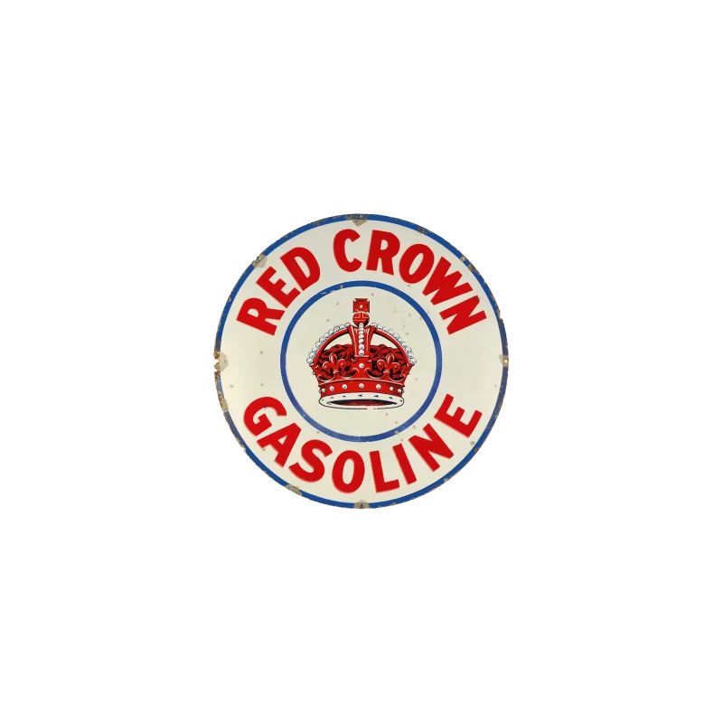 Vintage Red Crown Gasoline Round Metal Sign with Royal Crown Logo Travel Mug