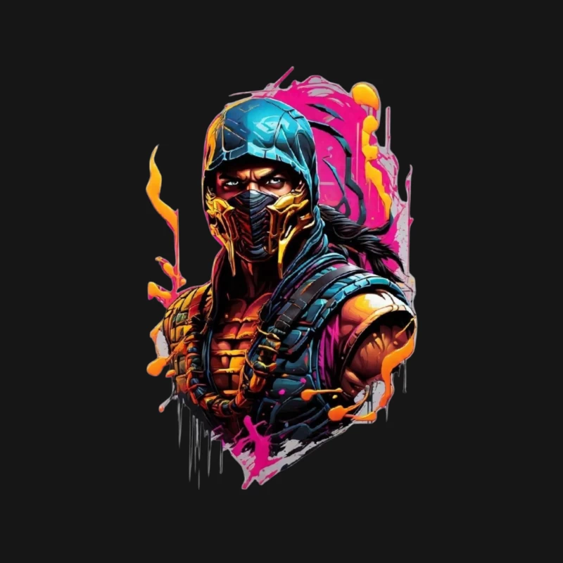 Vibrant Digital Art of a Masked Character Male Long Sleeve T-Shirt