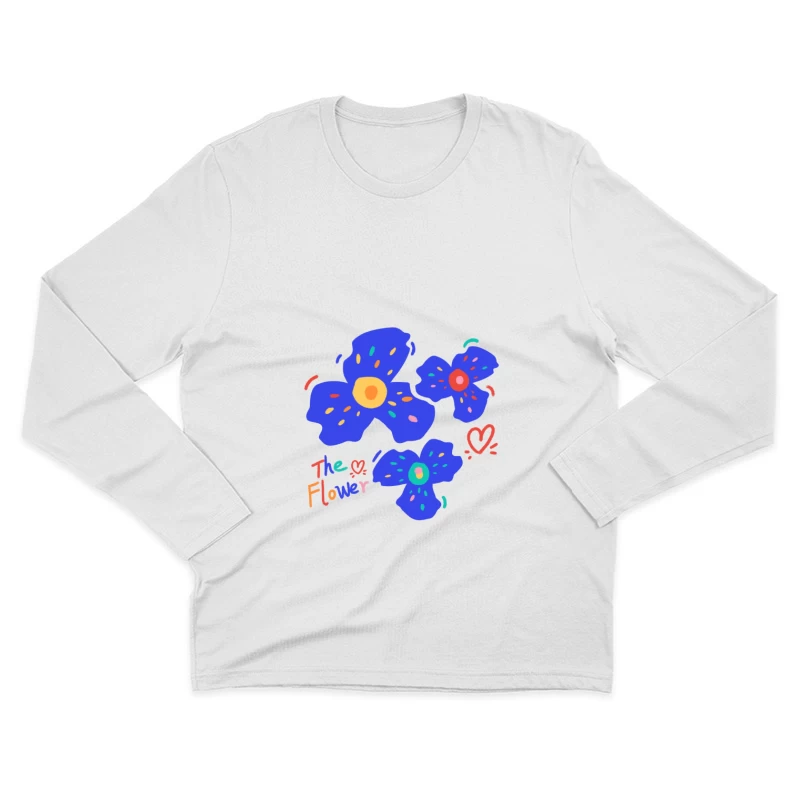 Bunte Blumenillustration Herren Langarm T-Shirt