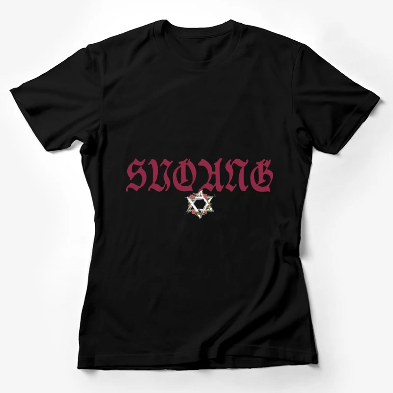 Gotische Schrift und Rosensechseck-Design Damen T-Shirt