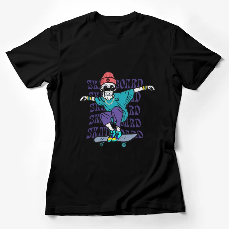 Skelett-Skater in bunten Streetwear Damen T-Shirt
