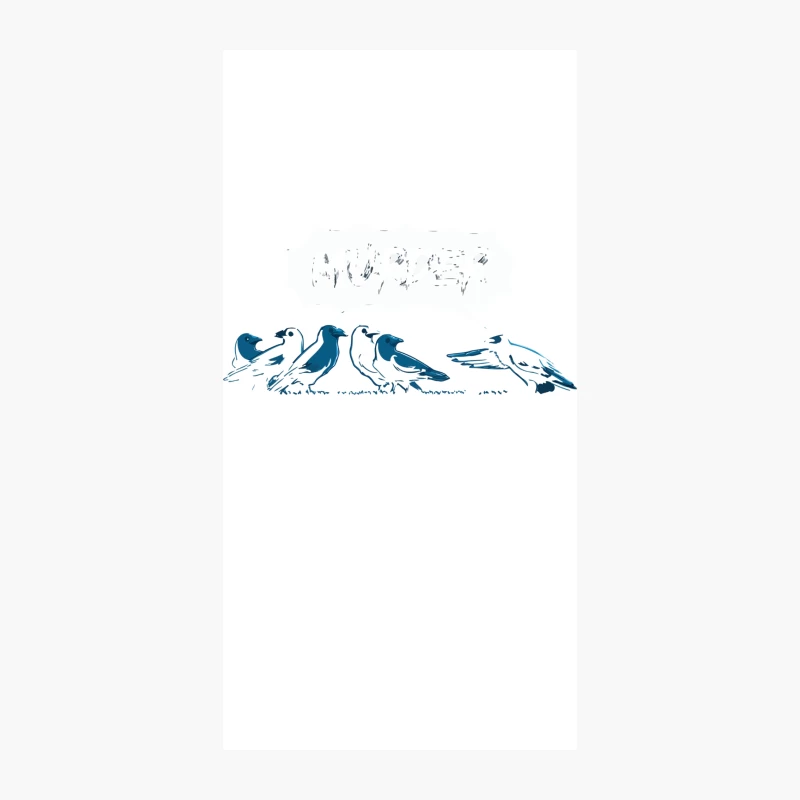 Minimalist Blue and White Seagull Illustration iPhone Case
