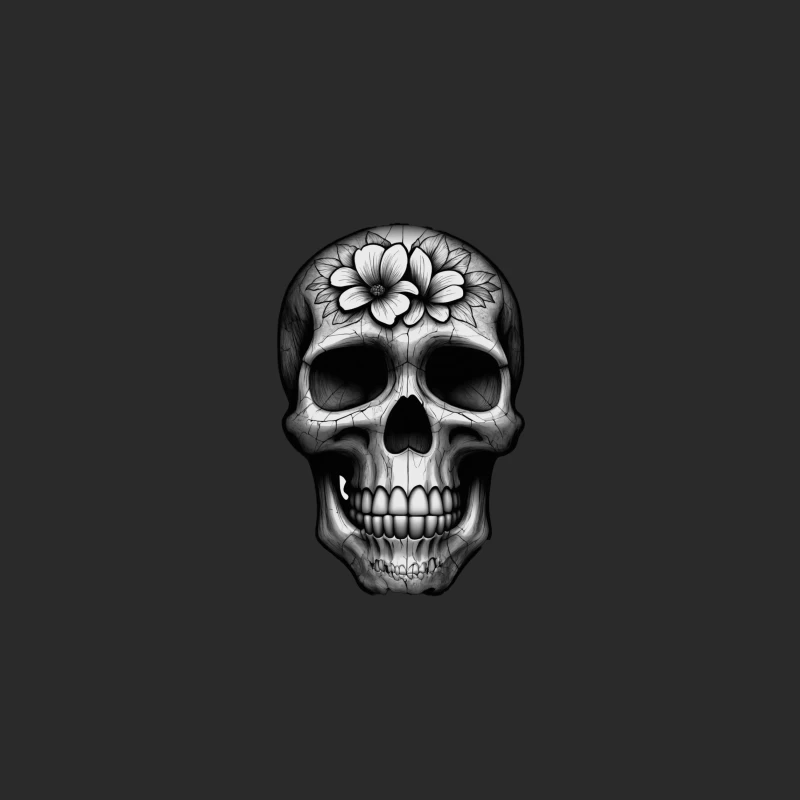 Floral Skull Illustration Baseball Cap