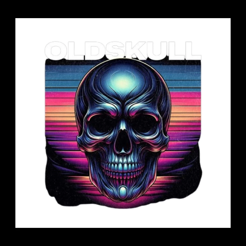 Retro Synthwave Neon Skull Artwork Throw Pillow