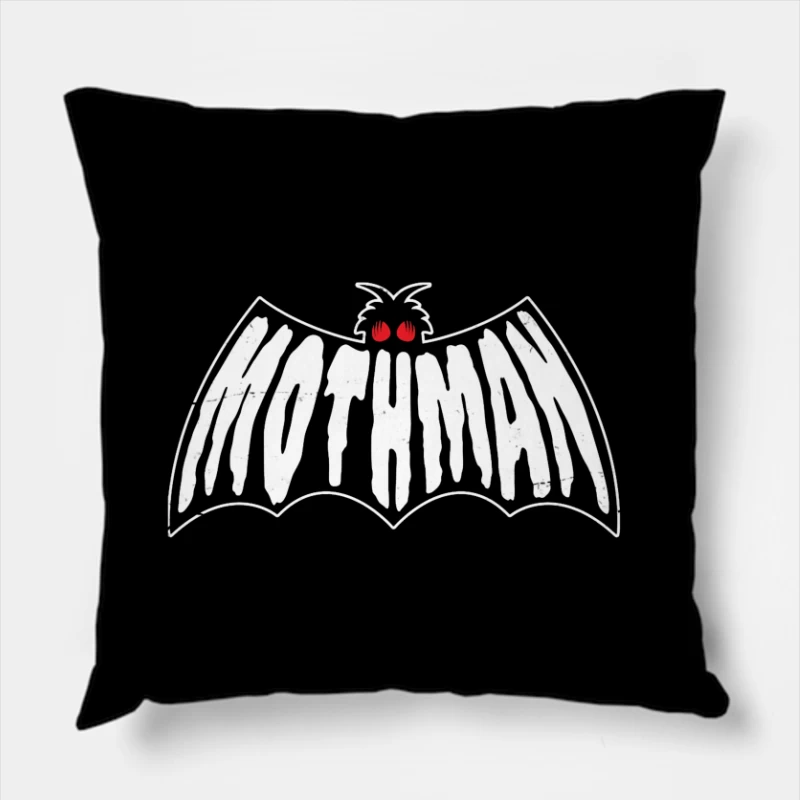 Minimalist White Bat with Red Eyes Throw Pillow