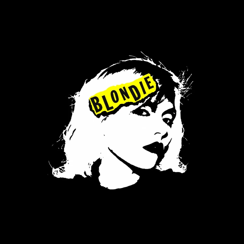 Blondie Band Artistic Logo Design in Black and White Mouse Pad