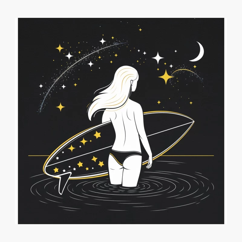 Cosmic Surfer: Night Sky Adventure Throw Pillow