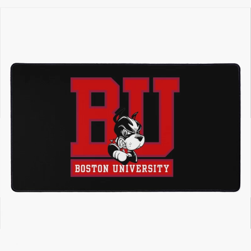 Boston University Logo with Terrier Mascot Desk Mat