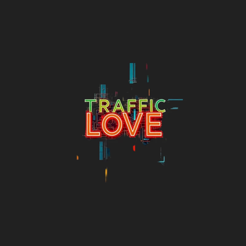 Neon Traffic Love Typography with Glitch Effect Bucket Hat