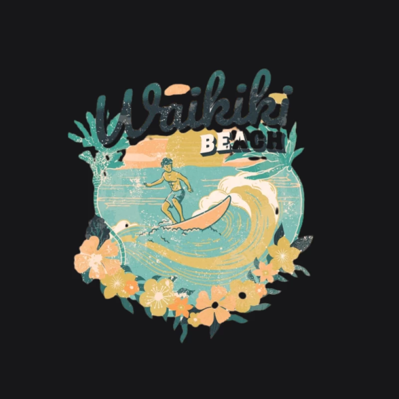 Surf à la plage de Waikiki Femme Sweat à capuche
