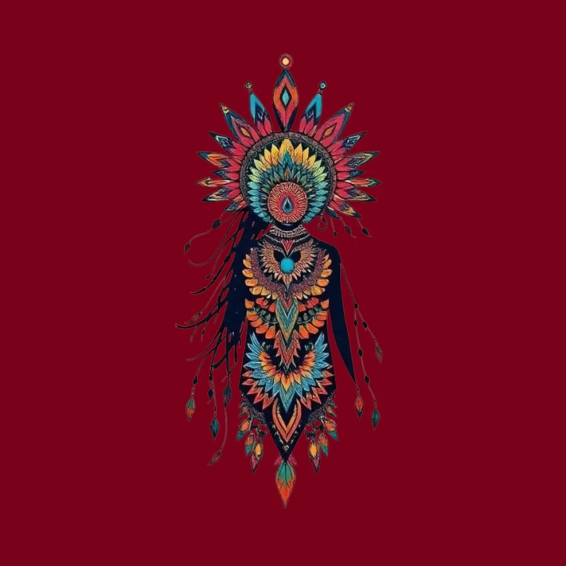 Colorful Abstract Floral Figure Art Pin