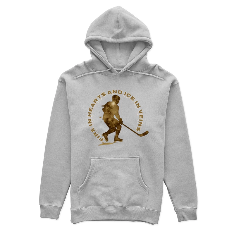 Fire in Hearts and Ice in Veins - Vintage Hockey Player Silhouette Female Pullover Hoodie