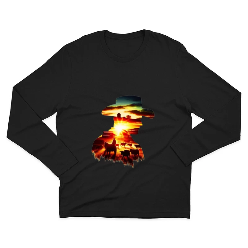Silhouette of a Cowboy at Sunset Male Long Sleeve T-Shirt