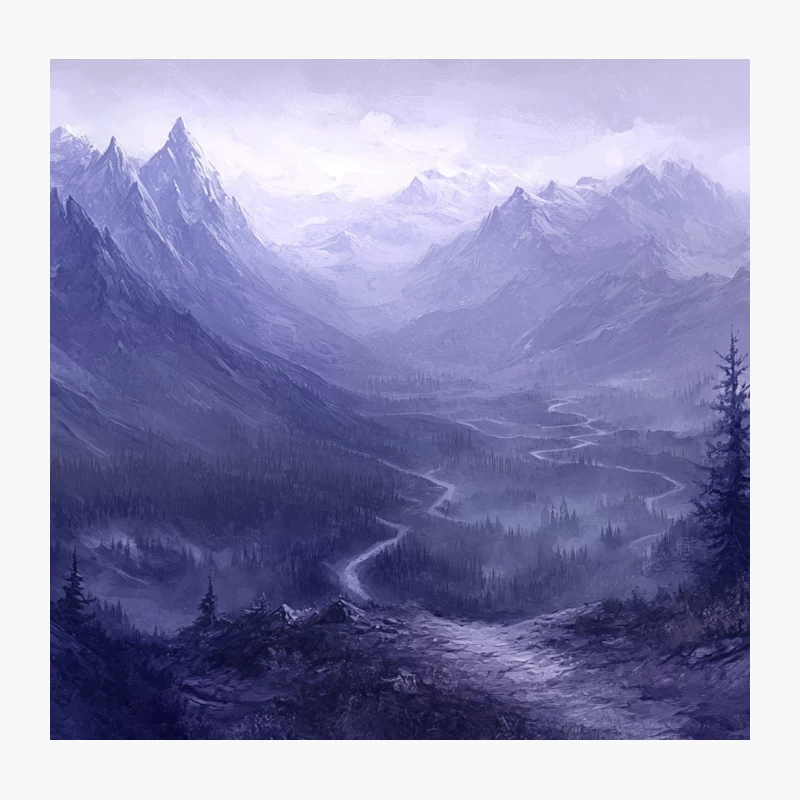 Misty Mountain Wilderness in Monochrome Throw Pillow