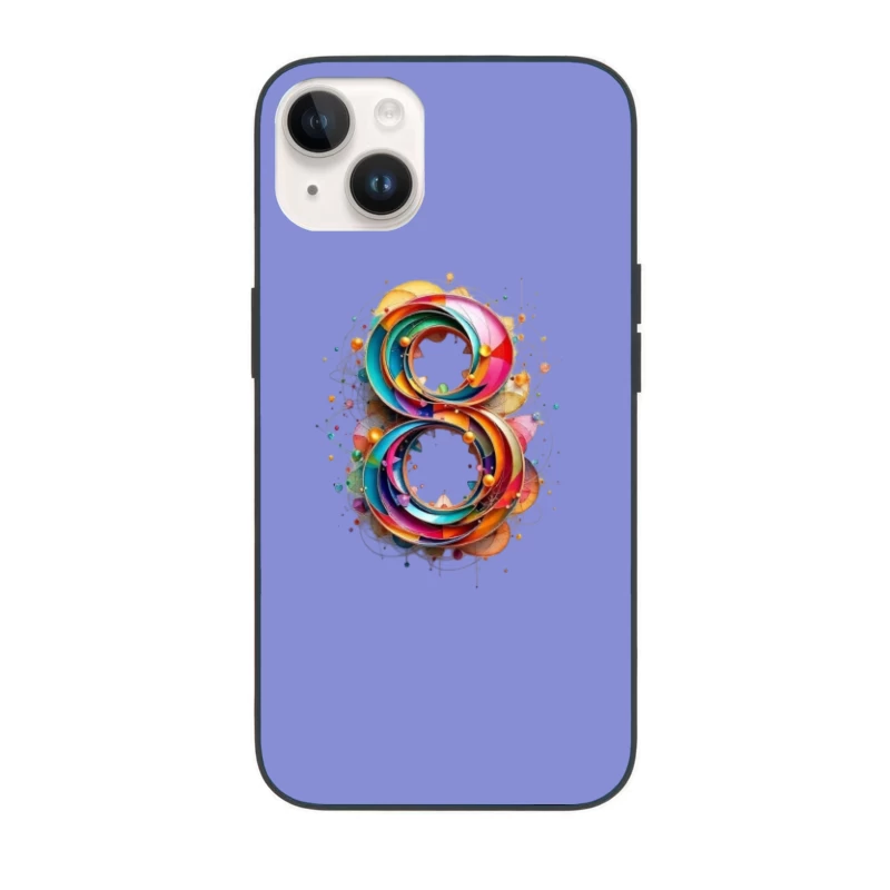 Abstract Colorful Number 8 Digital Art Design iPhone Case