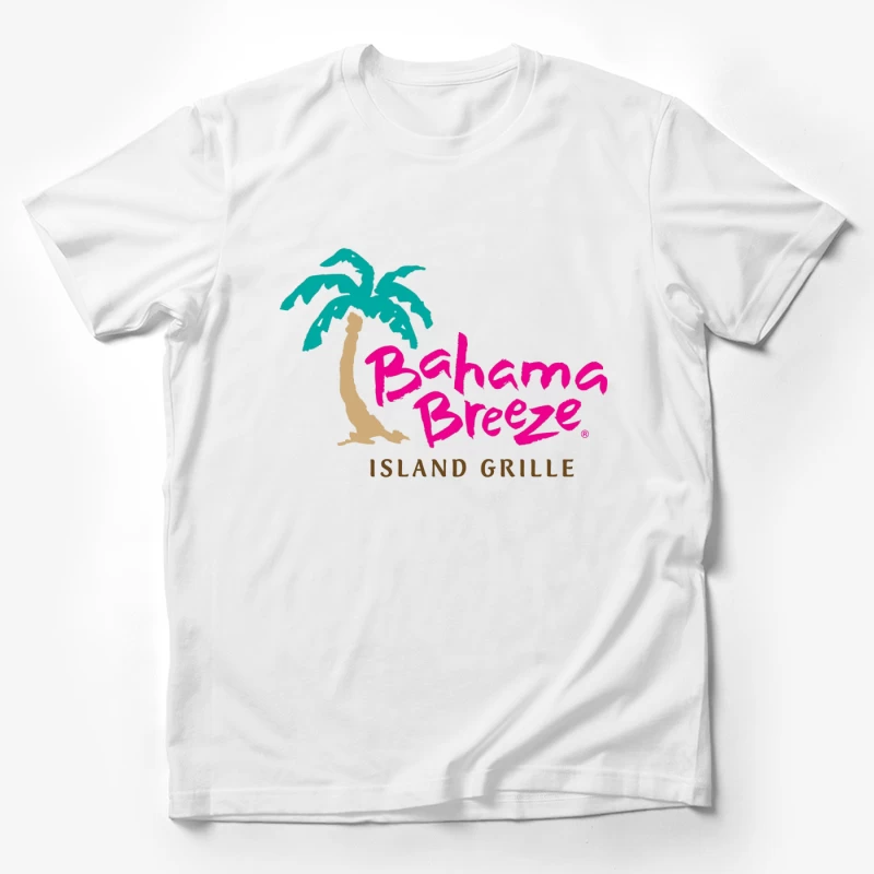 Bahama Breeze Island Grille Restaurant Logo with Tropical Palm Tree Male T-Shirt