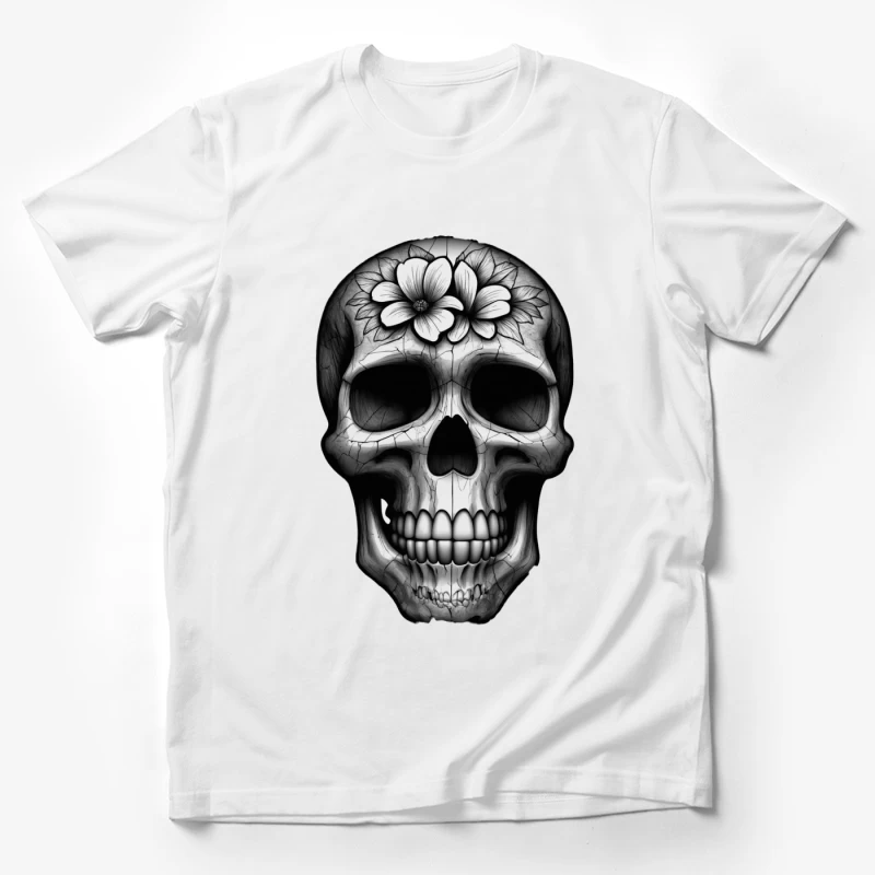 Floral Skull Illustration Male T-Shirt