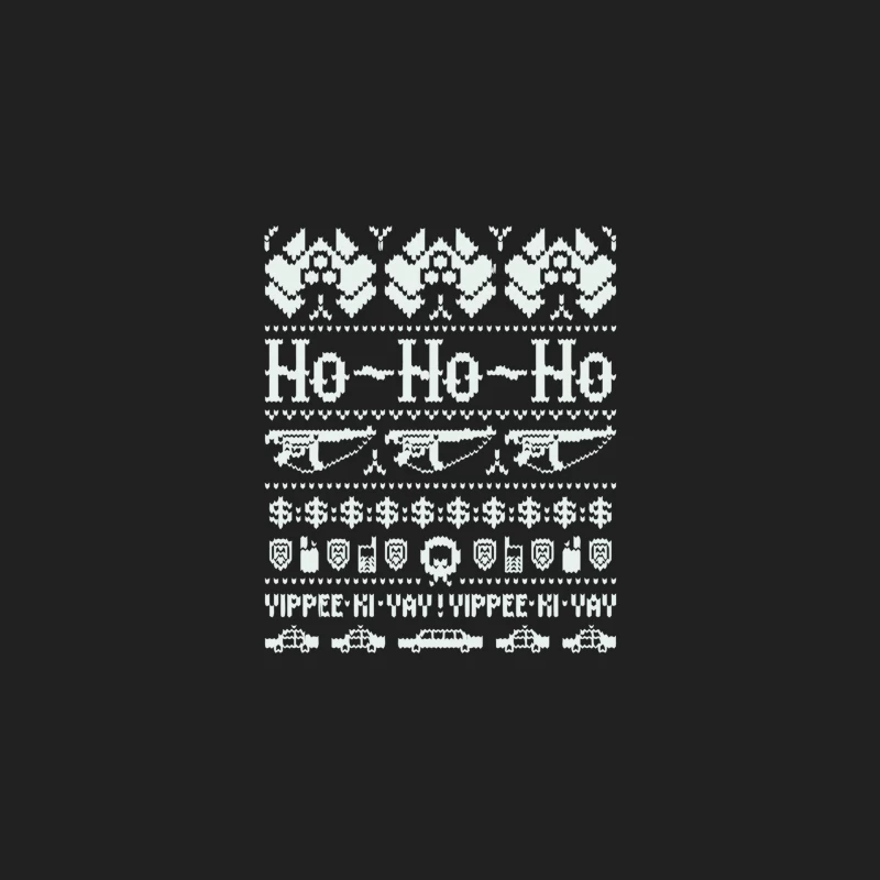 Pixelated Christmas Sweater Pattern with Ho-Ho-Ho Text Bucket Hat